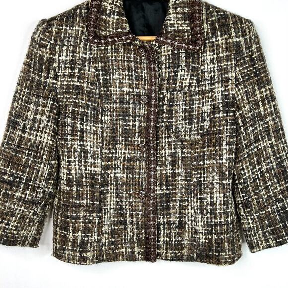 Kenzie Brown Tweed Blazer Jacket 6 - Picture 2 of 12